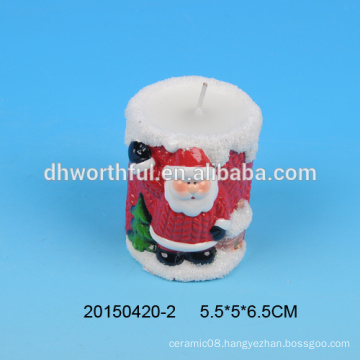 Customized new style ceramic decorative tea light holder with santa painting